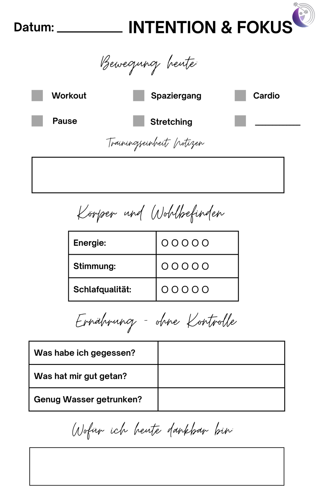 Fitness & Mindset Journal DiFit